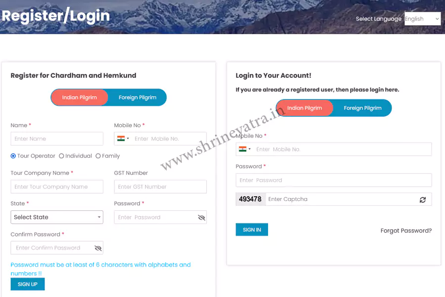 Chardham Yatra Registration